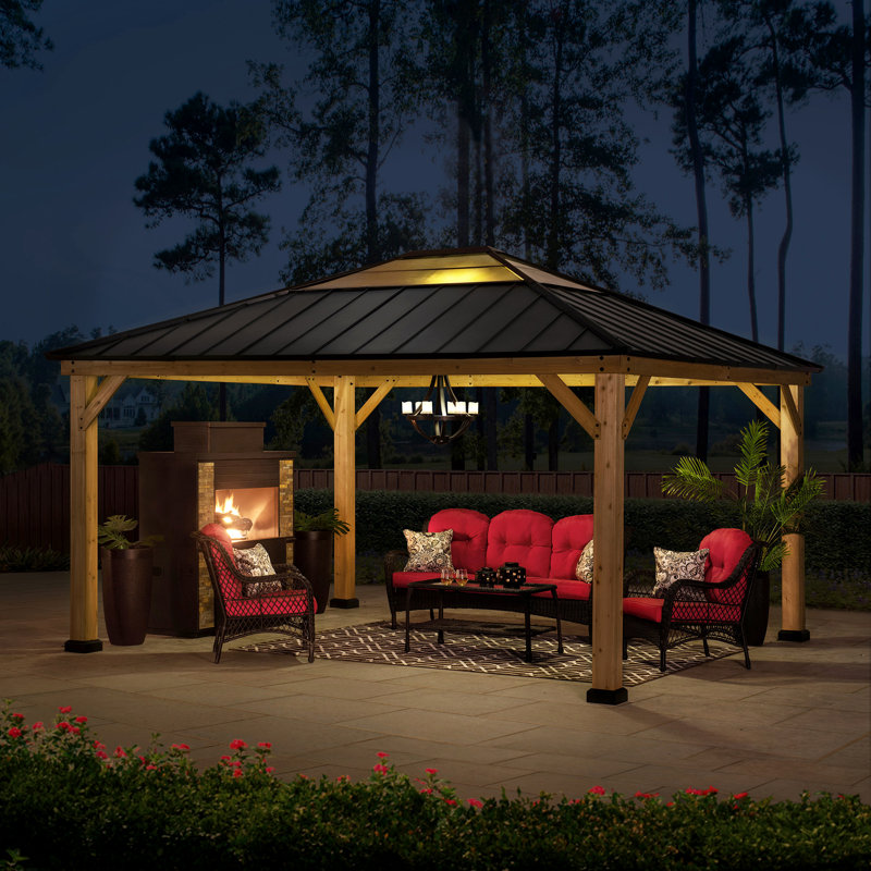 Sunjoy 15 Ft. W x 13 Ft. D Solid Wood Patio Gazebo Wayfair
